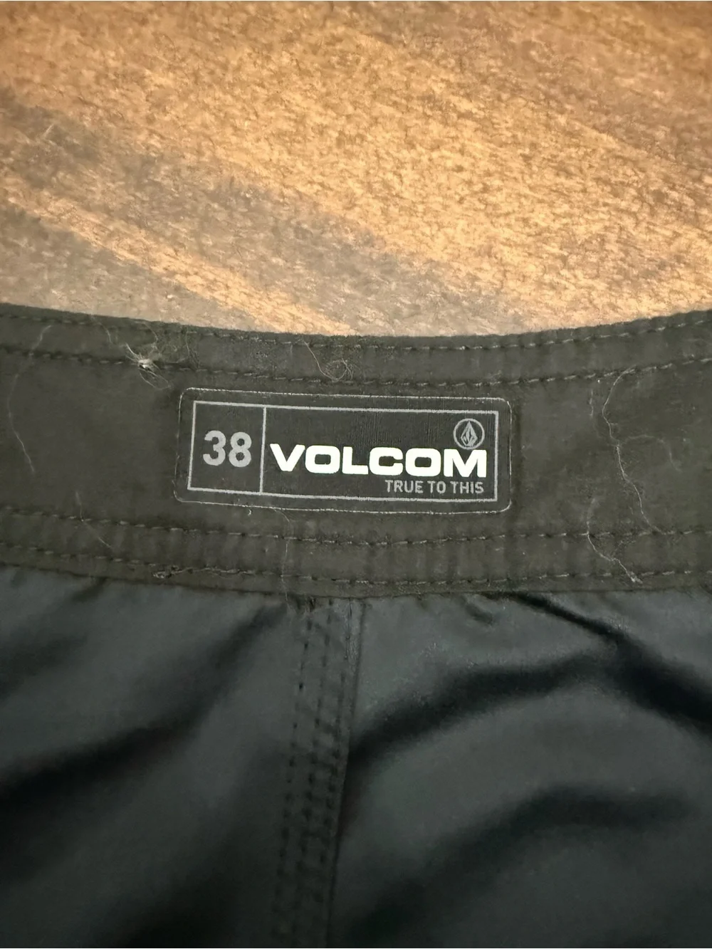 Volcom Men’s Black with Blue and Yellow Side Stripe Board shorts